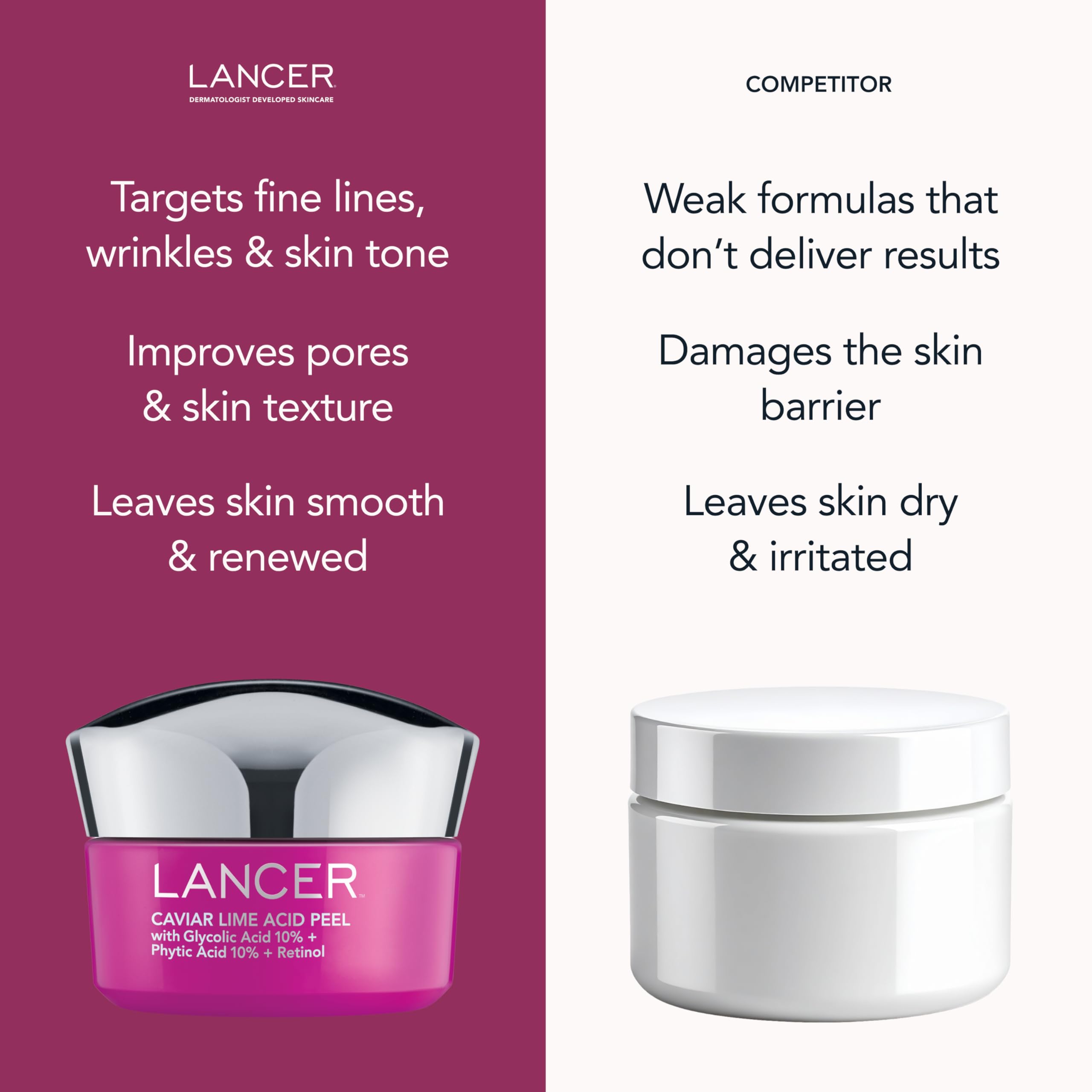 Lancer Caviar Lime Acid Peel packaging box shot, premium skincare.