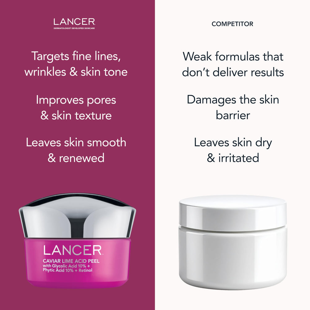 Lancer Caviar Lime Acid Peel packaging box shot, premium skincare.