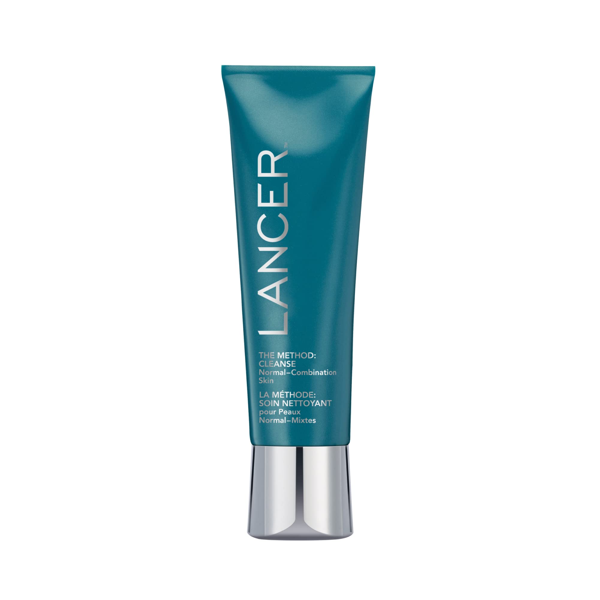 Lancer The Method Cleanse bottle pour showing a gentle daily cleansing action.