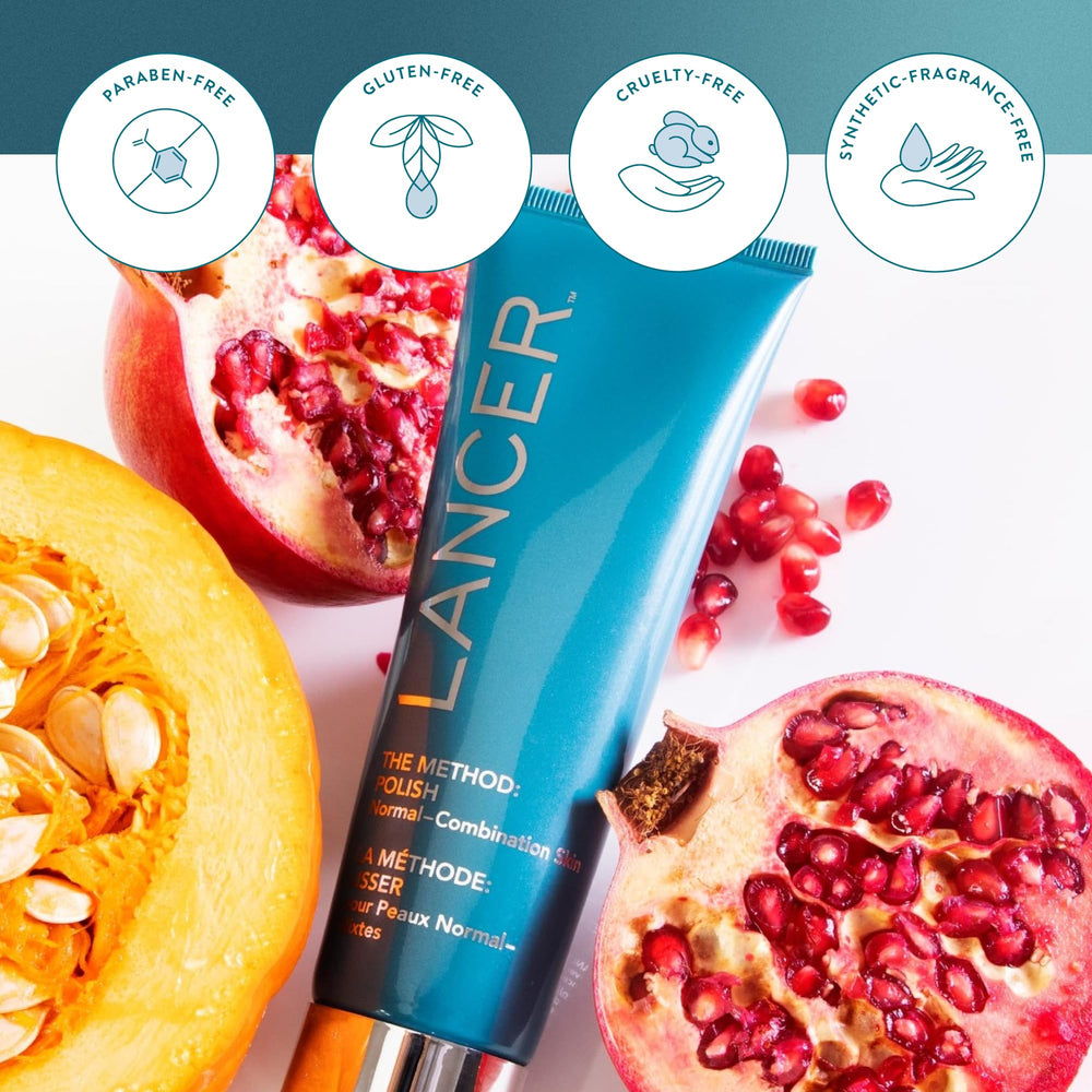 Lancer The Method Polish mineral particles close-up for even exfoliation.