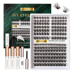 Lanciley Lash Clusters Kit 168pc with 10-18mm range for a natural blend.