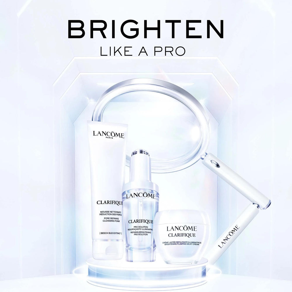 Lancôme Clarifique Milky Cream concept illustrating brighter skin after five days.