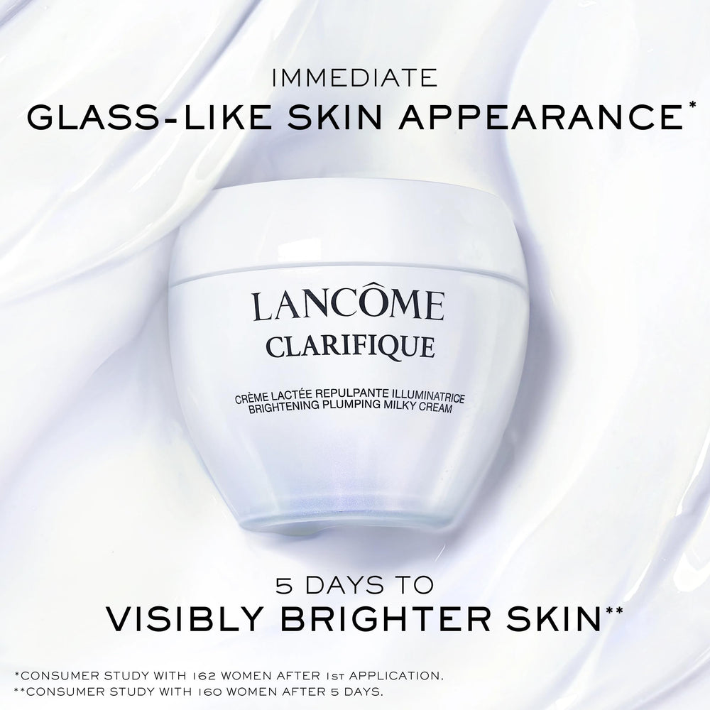 Lancôme Clarifique Milky Cream bottle on clean surface with premium packaging.