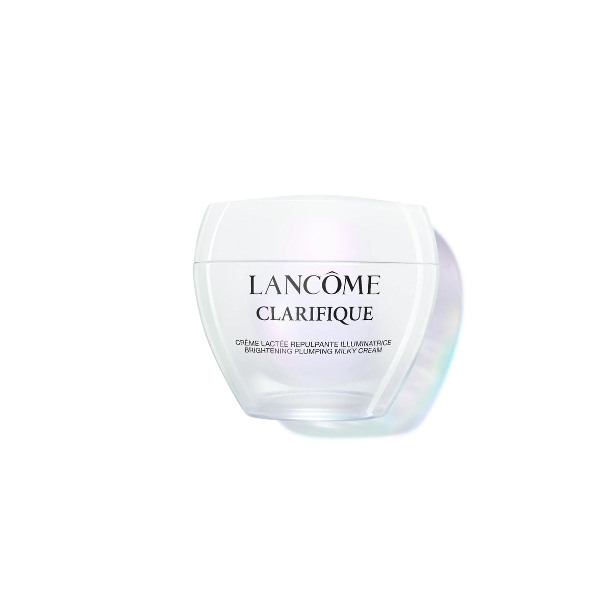 Lancôme Clarifique Milky Cream texture close-up showing silky hydration for oily skin.
