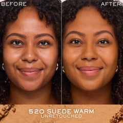 Lancôme Dual Finish wet-application swirl demonstrates buildable coverage when used damp.