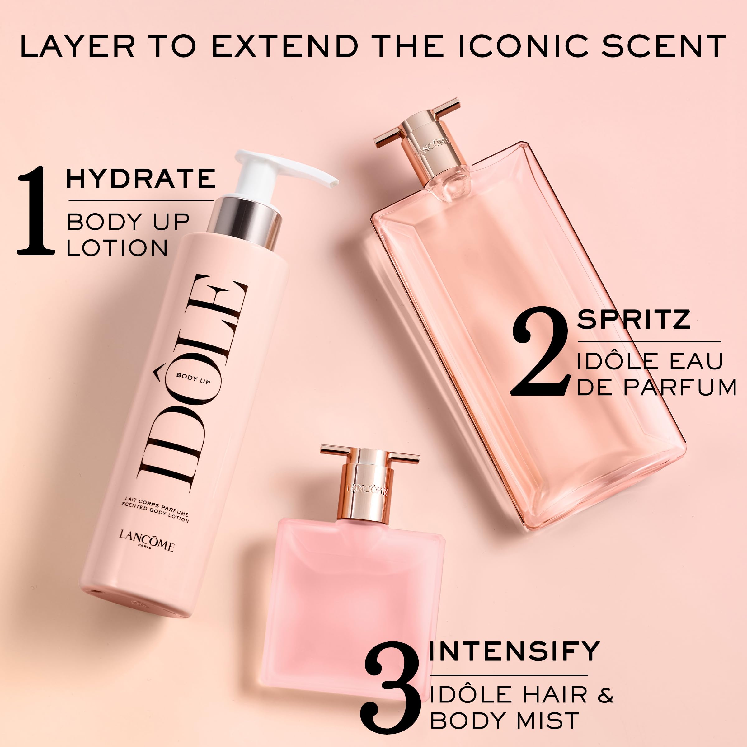 Lancôme Idôle Body Up scent close-up hints at its iconic floral fragrance.