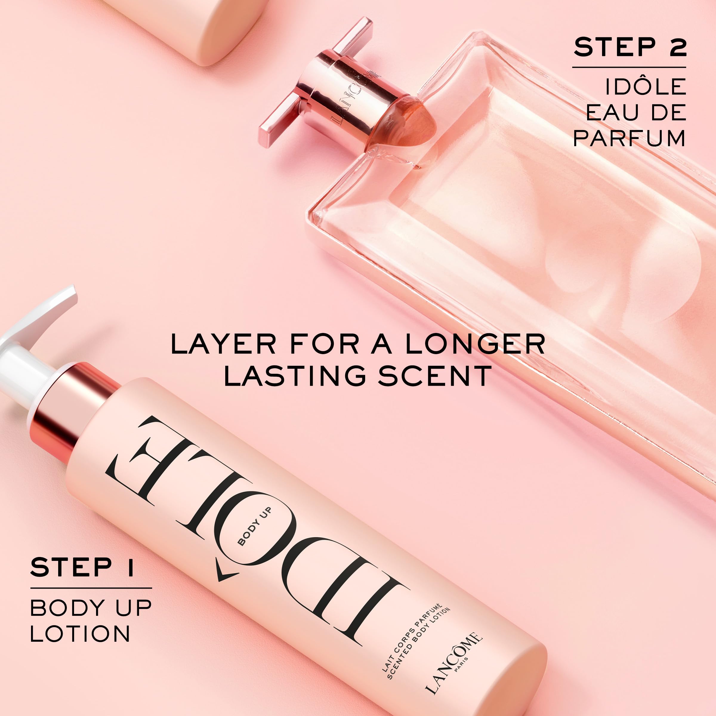 Lancôme Idôle Body Up fresh floral scent aura suggesting a clean, uplifting mood.
