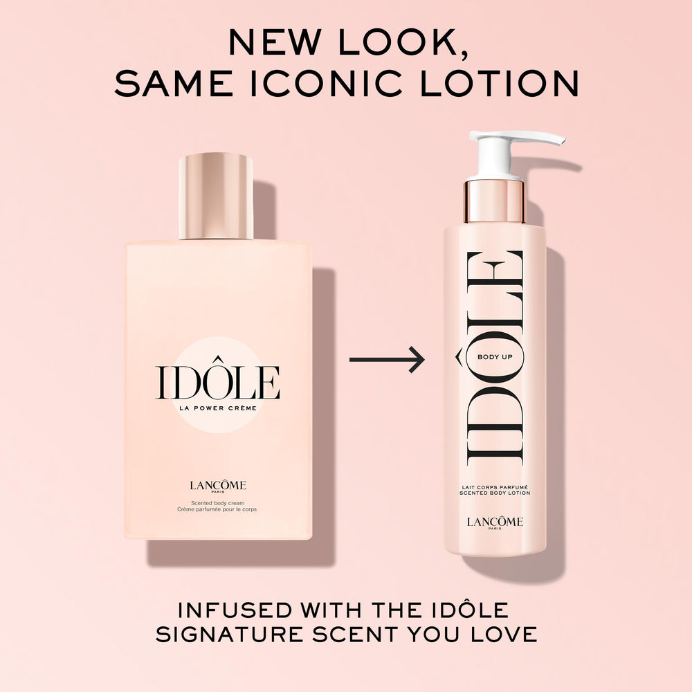 Lancôme Idôle Body Up skin swatch demonstrating fast absorption.