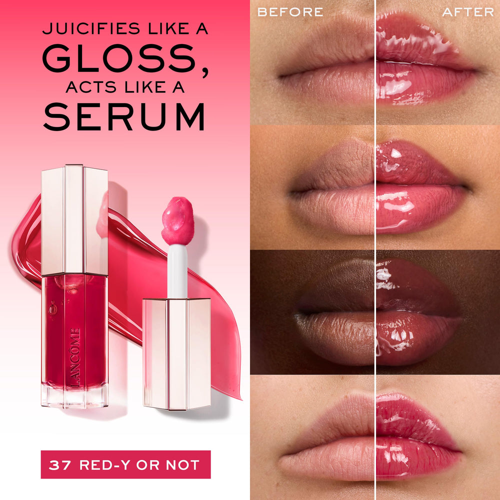 Lancôme JuicyTreat hydration-boost with 20% squalane for long-lasting lip comfort.