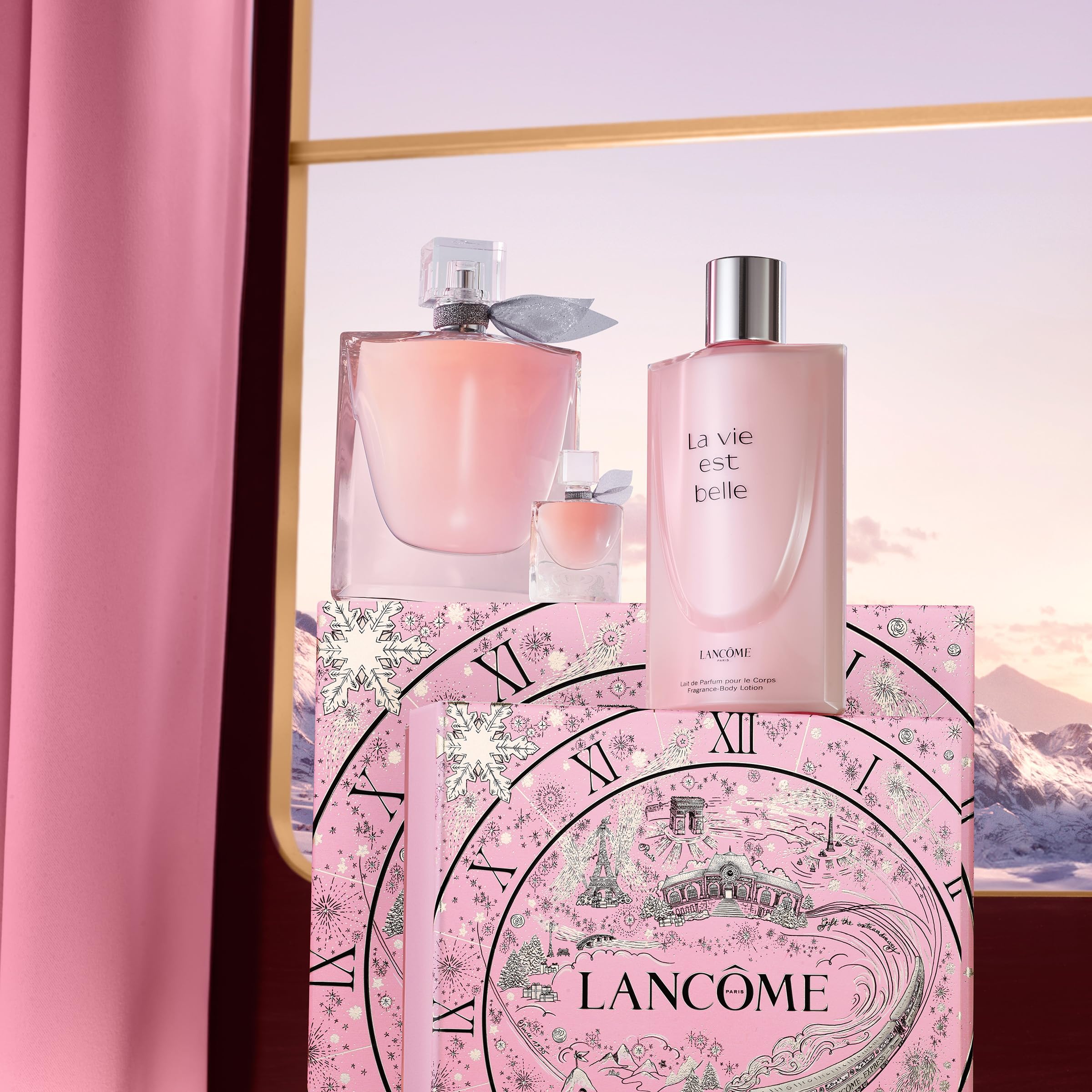 Lancôme La Vie Est Belle body lotion tube, nourishing hydration.