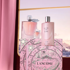 Lancôme La Vie Est Belle body lotion tube, nourishing hydration.