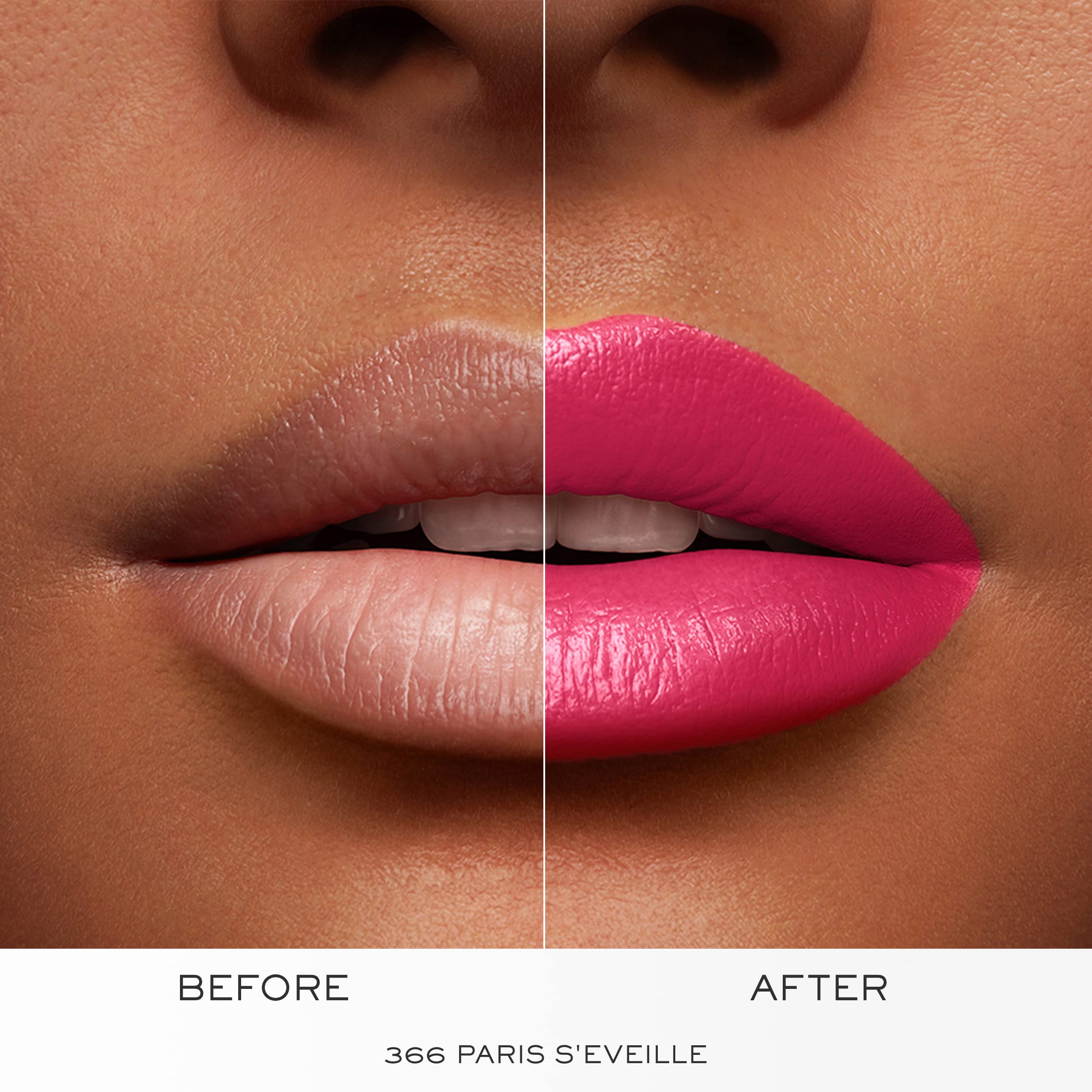 Lancôme L'Absolu Rouge paris-s-eveille shade showcases warm pink glow.
