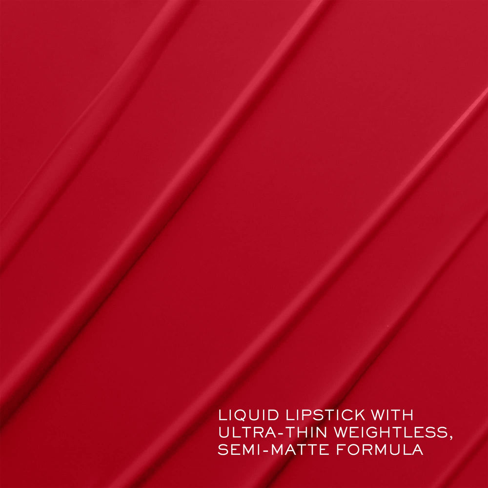 Lancôme Labsolu Rouge Drama Ink liquid texture shows semi-matte finish.