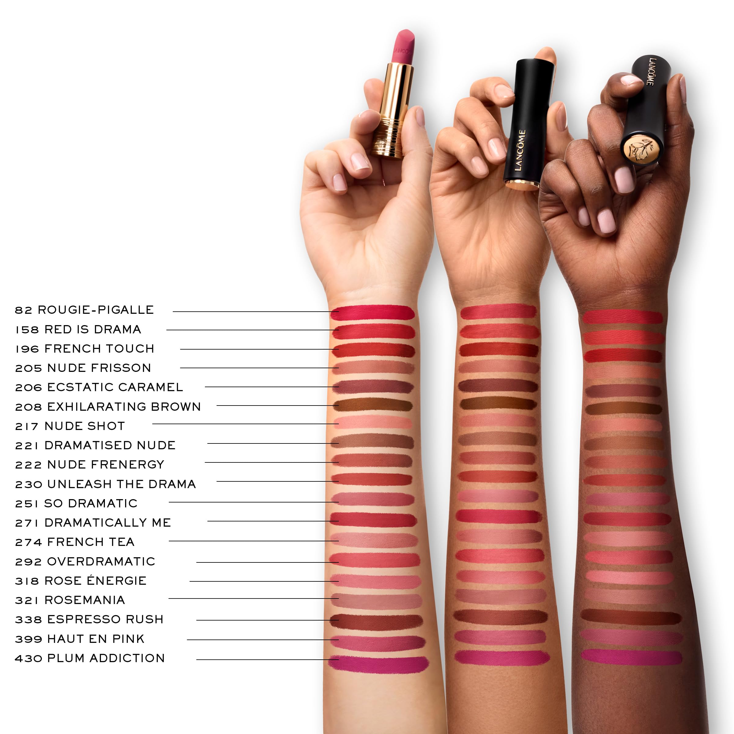 Rose extracts provide moisture boost for comfortable wear with Lancôme lipstick.