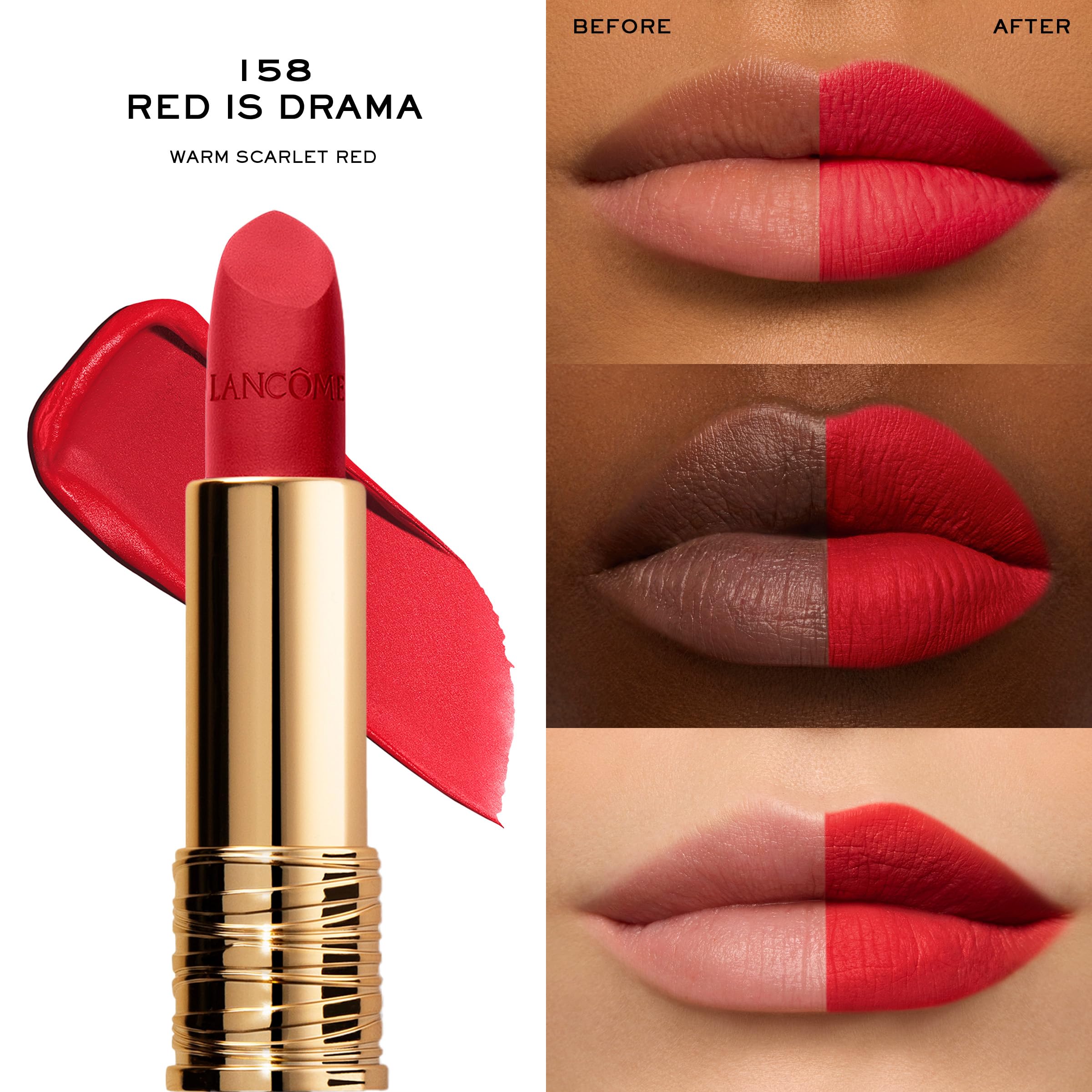Lancôme L’Absolu Rouge Drama Matte rose extracts hydrate lips.