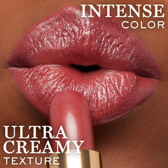 Lancôme L'Absolu Rouge application on lips demonstrates smooth glide.