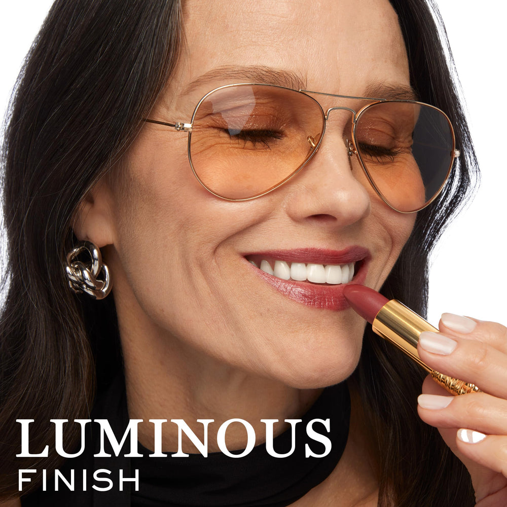 Lancôme L'Absolu Rouge portrait shot highlighting elegance.