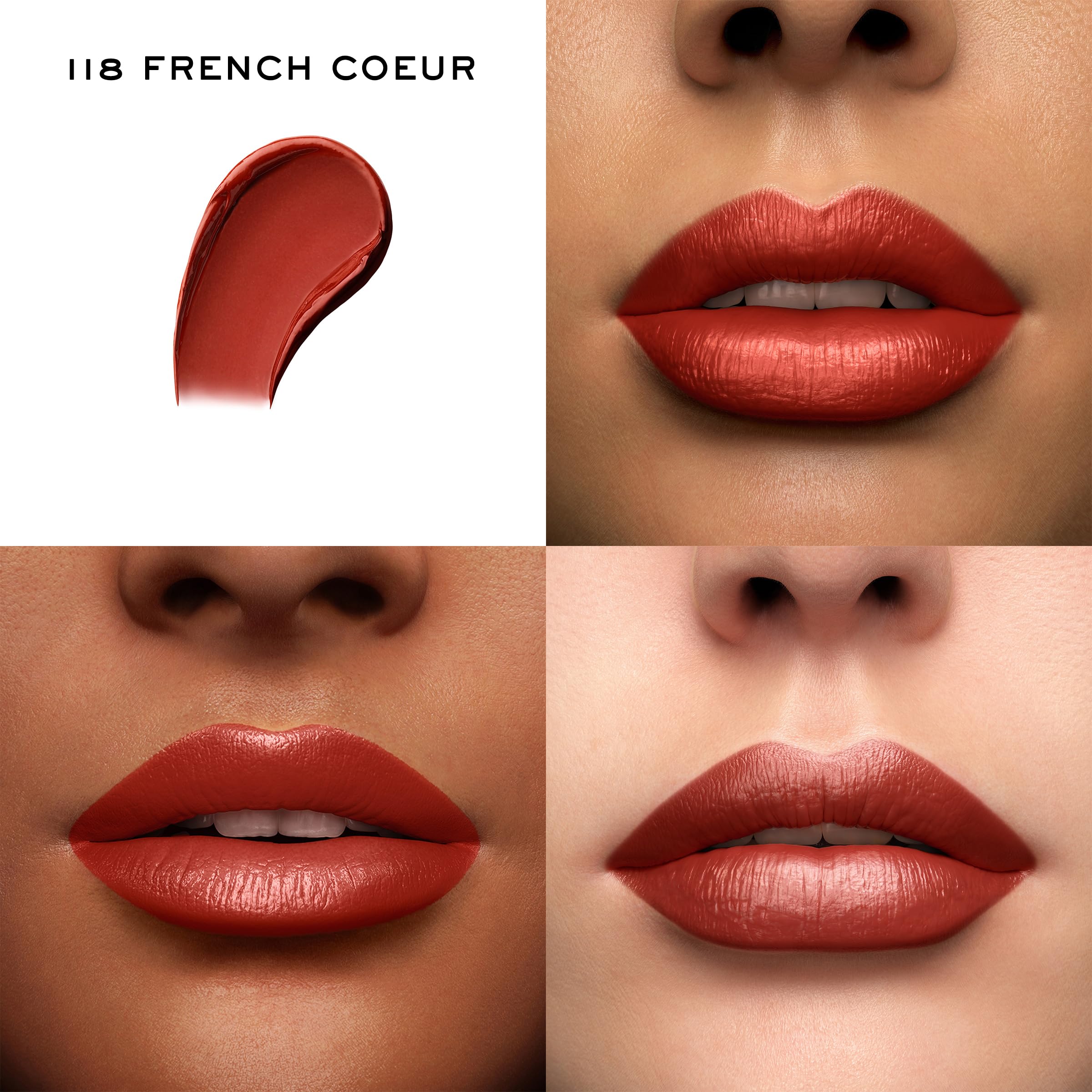 Lancôme L'Absolu Rouge swatch 02 highlights creamy texture and shine.