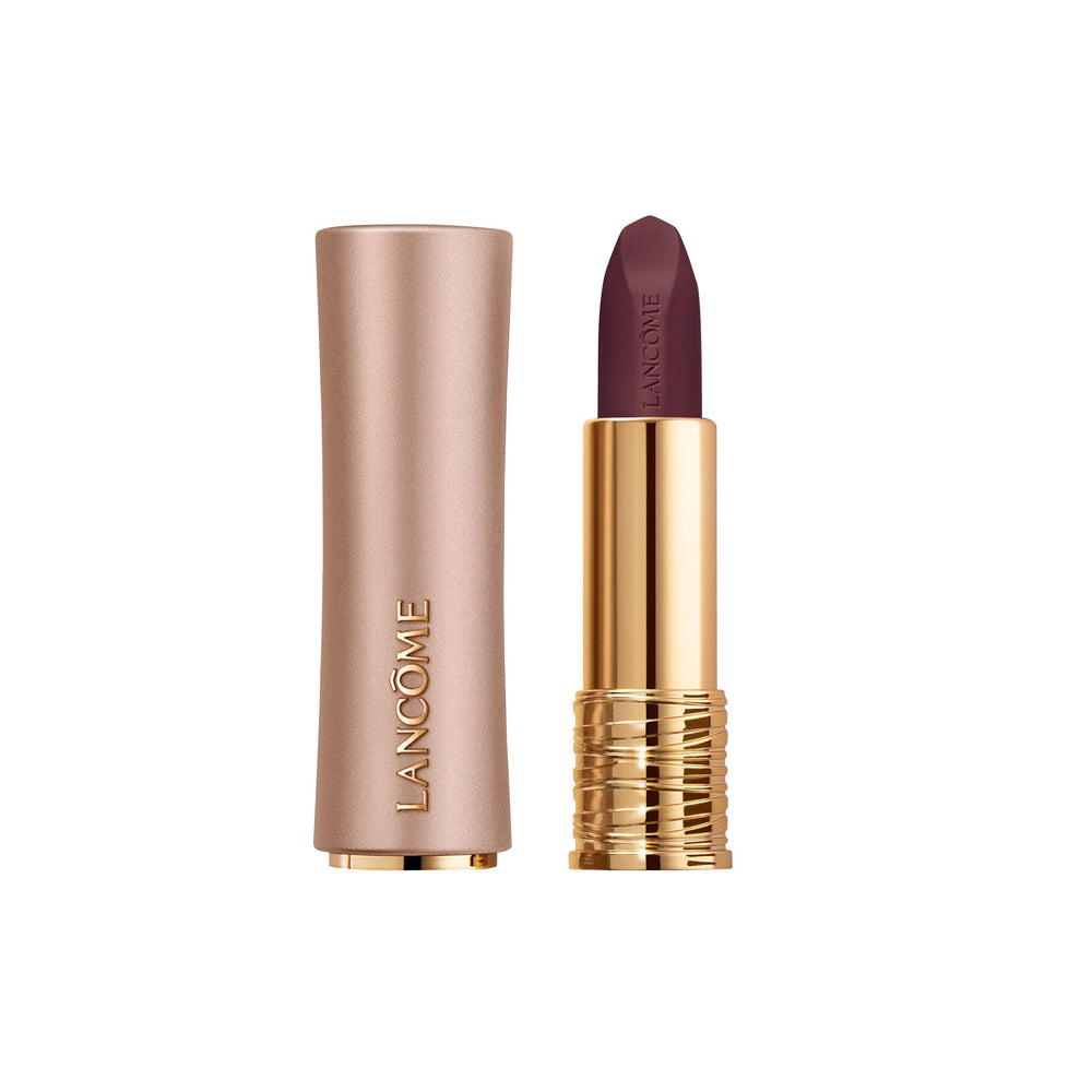 Lancôme L'Absolu Rouge Intimatte Burst of Joy swatch shows vibrant color