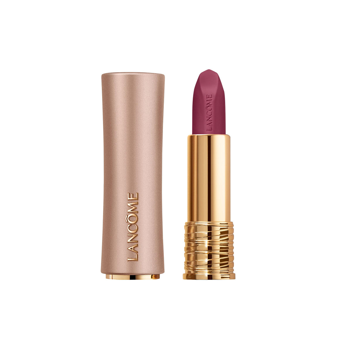 Lancôme L'Absolu Rouge Intimatte soft matte finish swatch for a refined look.