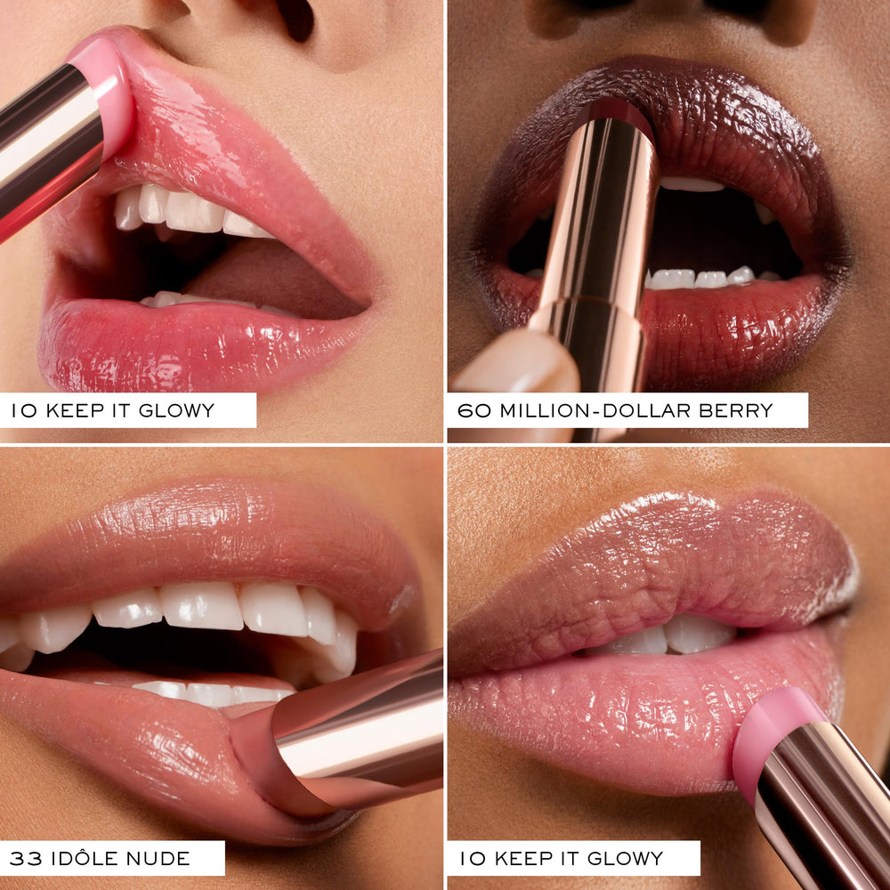 Lancôme Lip Idôle Butterglow balm lips with buildable color and shine.