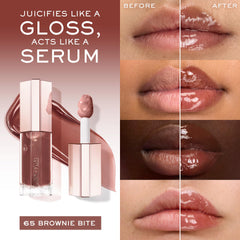 Lancôme Lip Idôle JuicyTreat applicator close-up for precise, luxe shine.