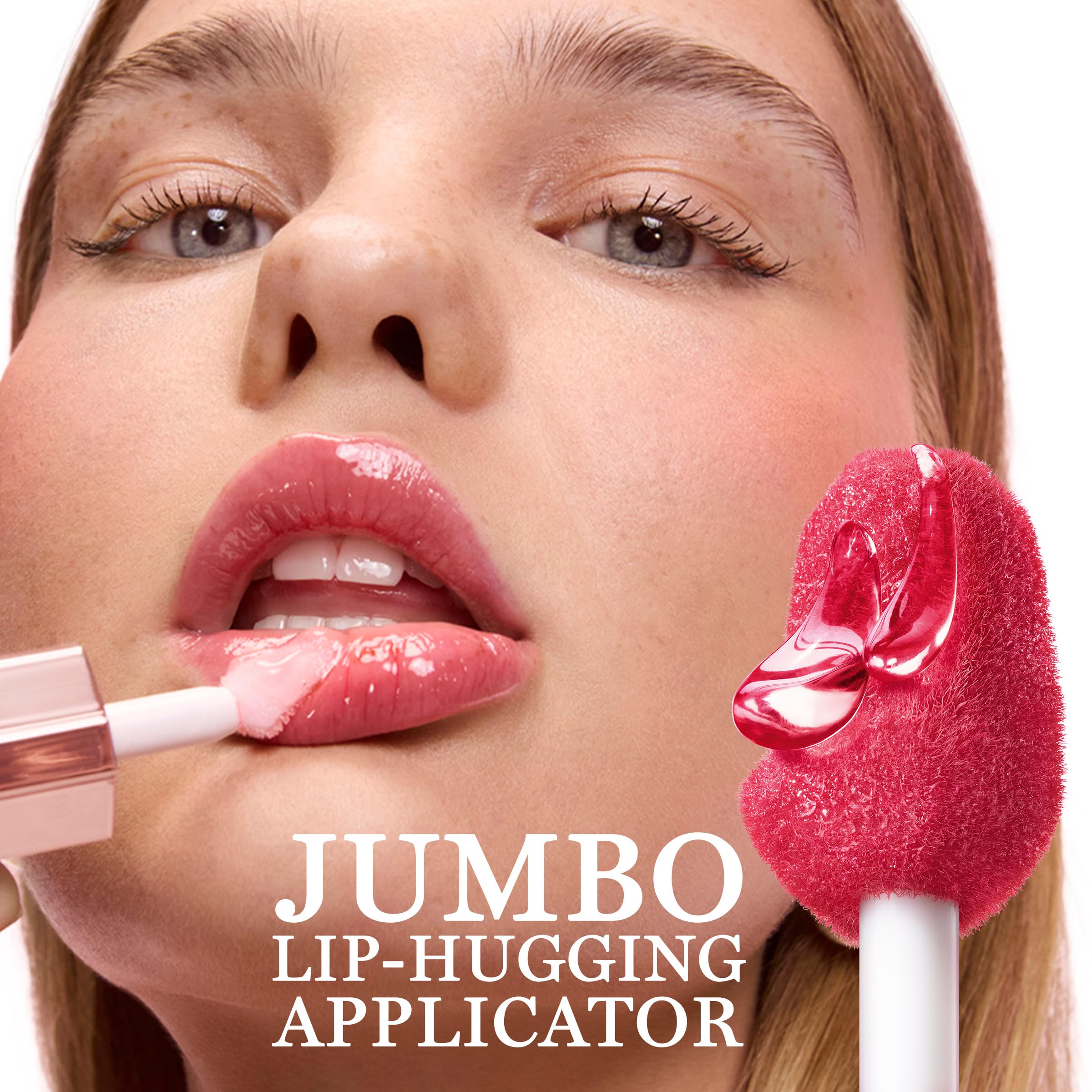Lancôme Lip Idôle JuicyTreat gloss showing pearlescent shine on lips.