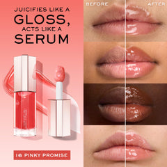 Lancome JuicyTreat jumbo applicator coats lips evenly for contouring.
