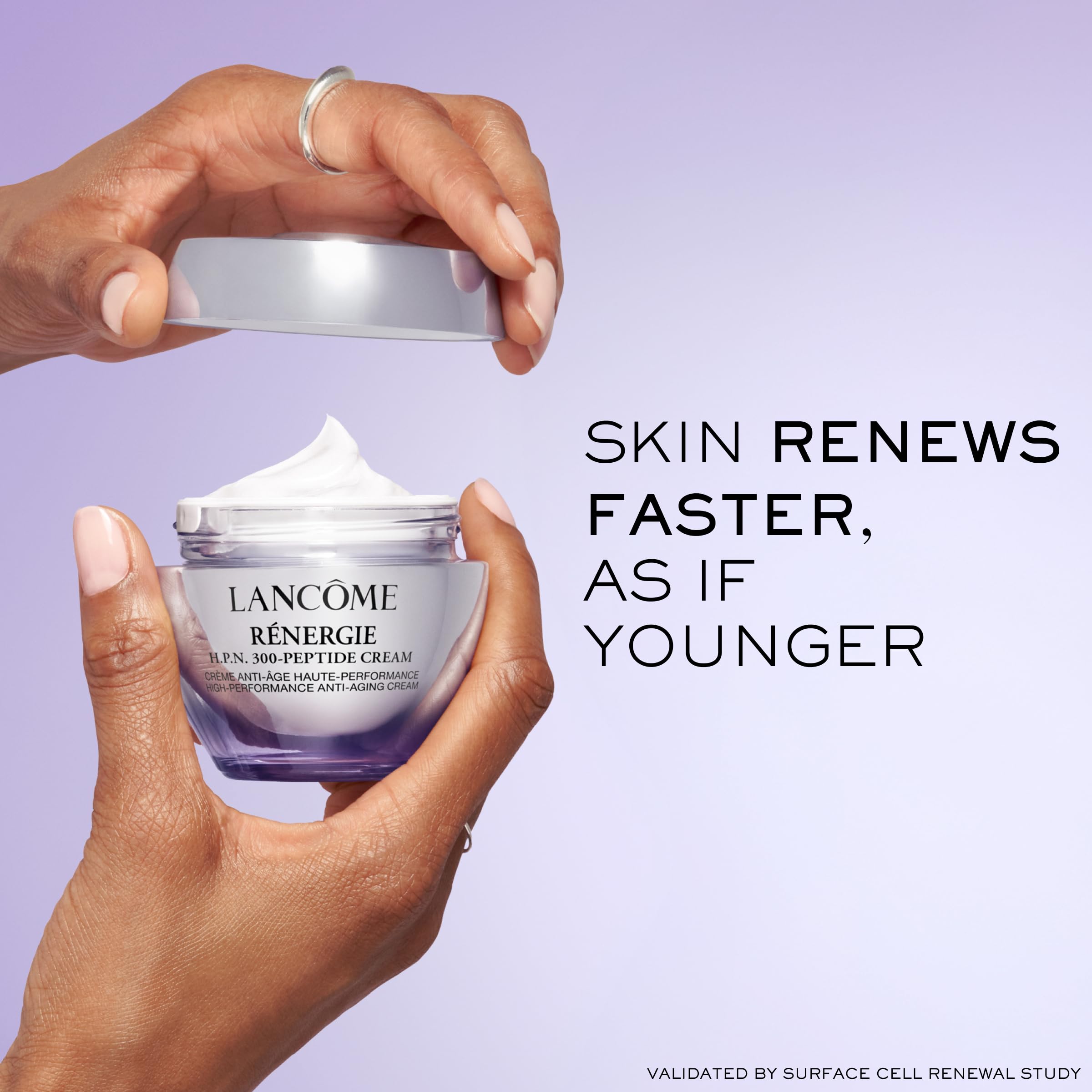 Lower-face area showing Lancôme Rénergie H.P.N. 300-Peptide being applied for targeted lift.