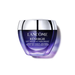 Lancôme Rénergie Lift Night Cream jar close-up showing hydrating and firming benefits.