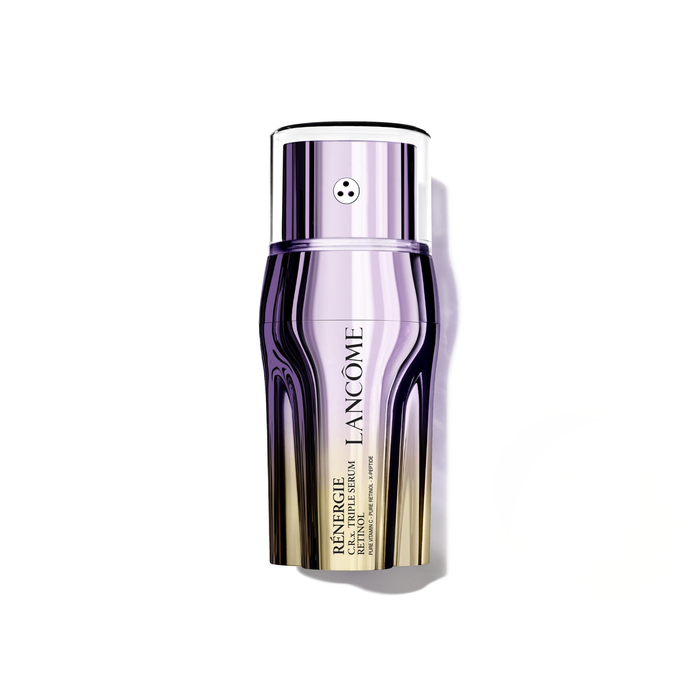 Lancôme Rénergie C.R.x triple serum bottle close-up for premium anti-aging care.