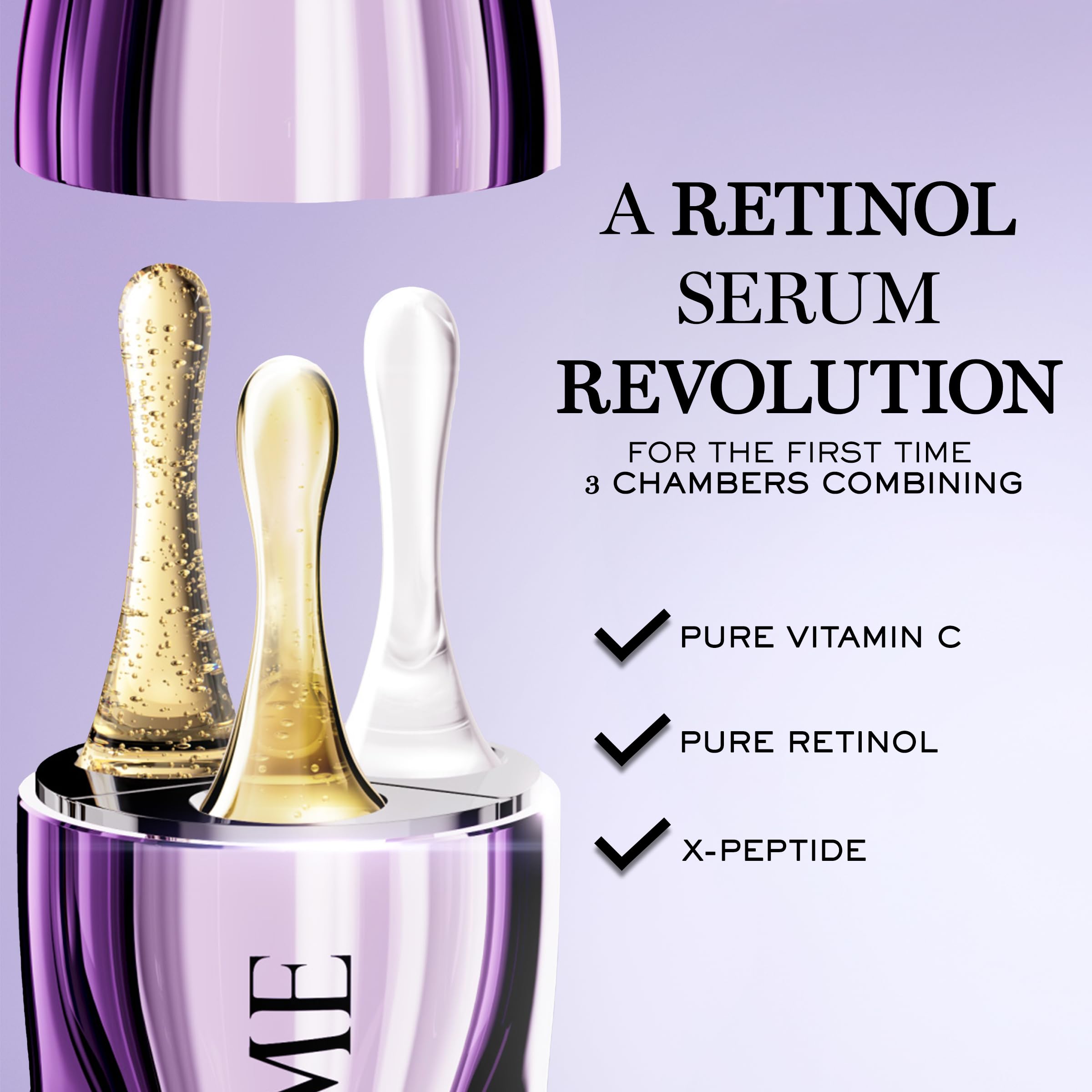 Lancôme Rénergie C.R.x retinol icon signals wrinkle-reducing potential.