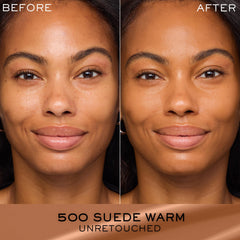 Lancome Renergie Lift Foundation swatch shows even tone and natural glow.