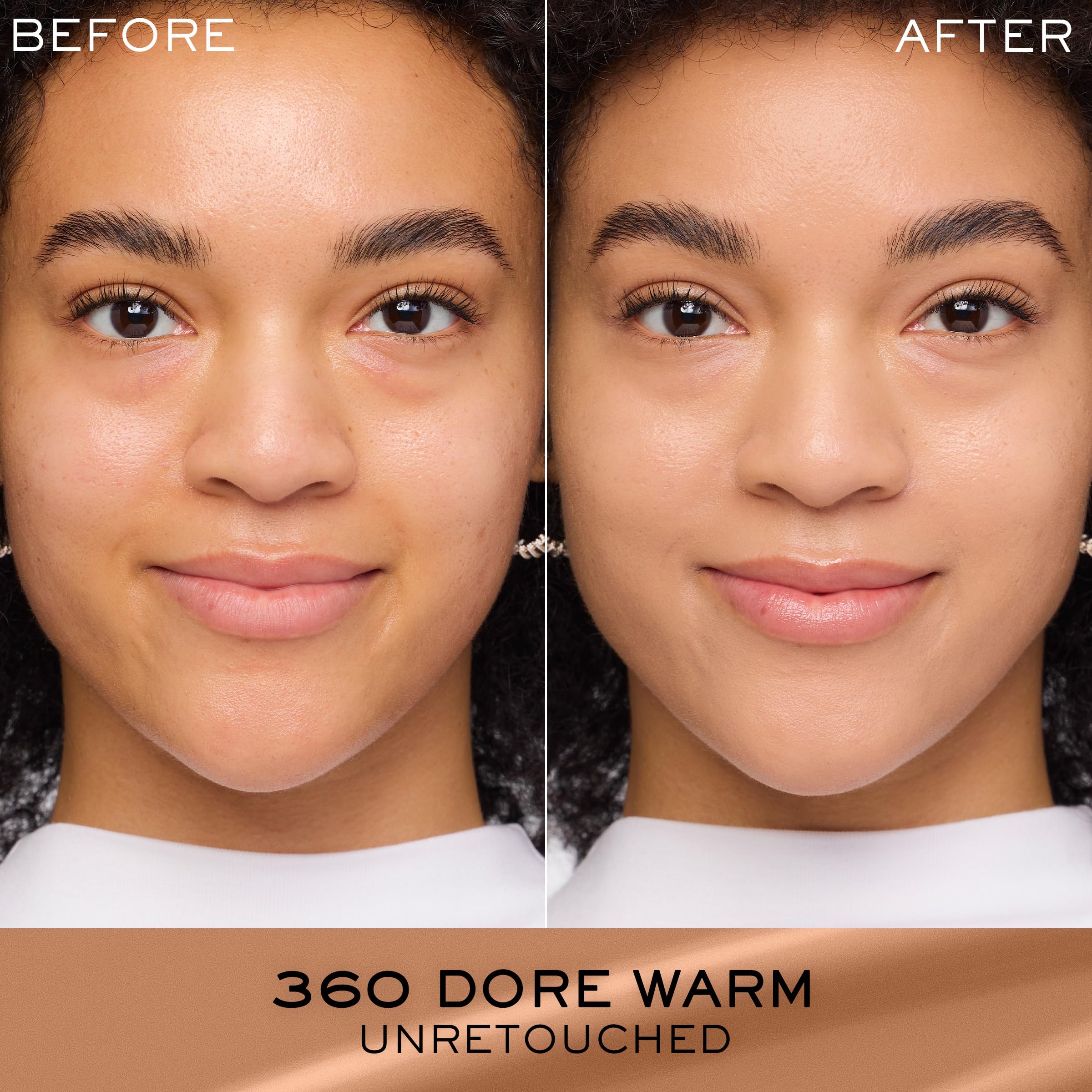 Lancôme Renergie Lift Makeup swatch reveals medium to full coverage with natural glow.