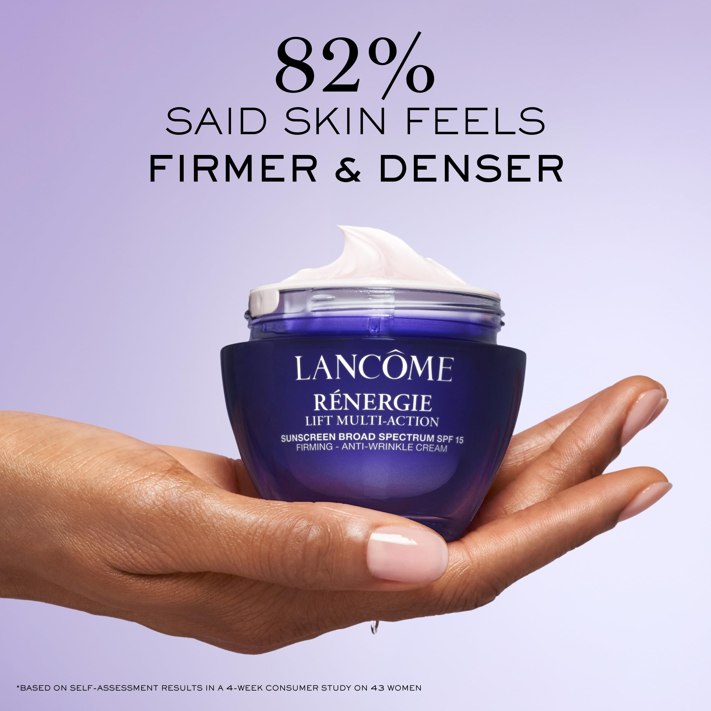 SPF 15 protection label on Lancôme cream indicating sun defense.