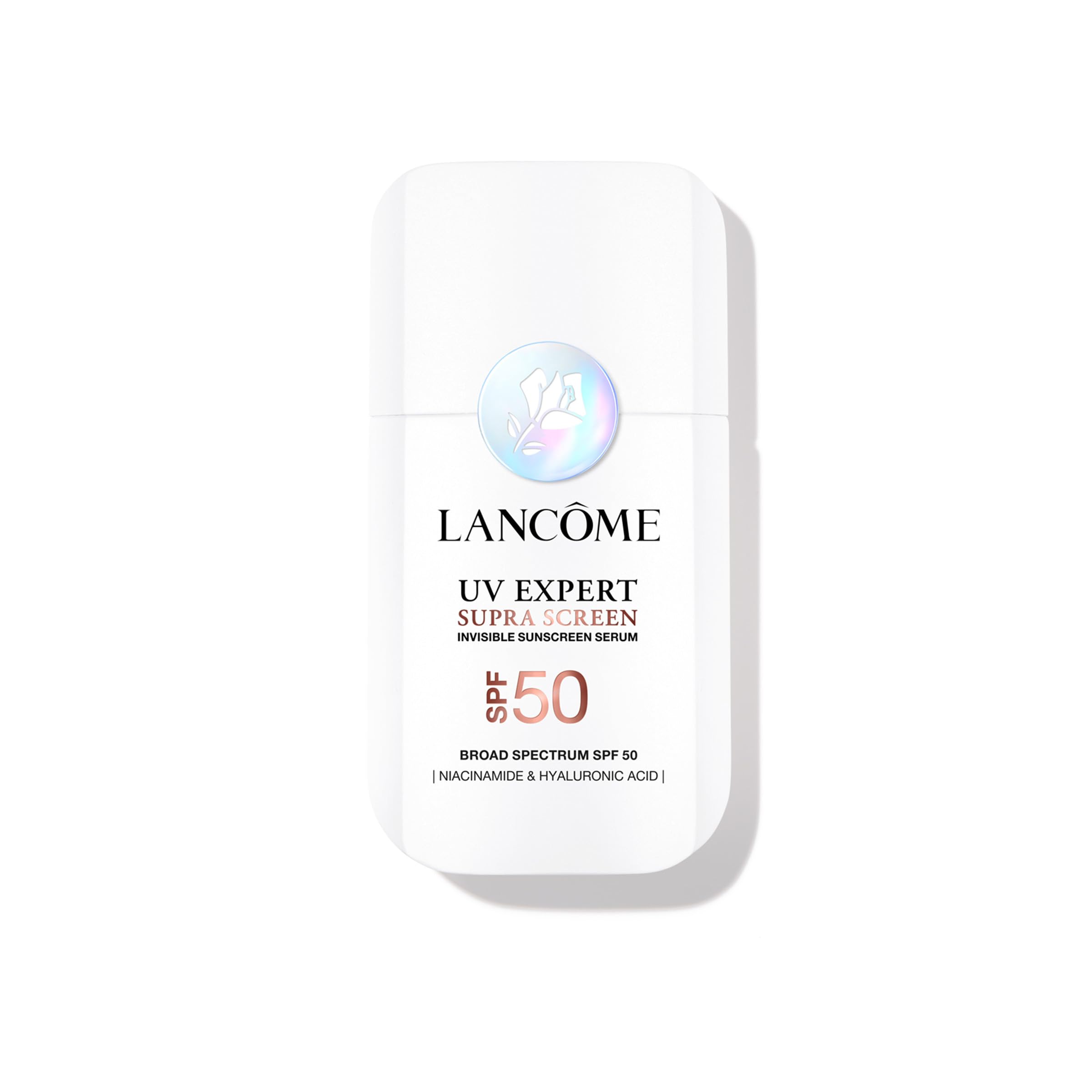 Lancôme Supra Screen bottle with pump for easy daily sun protection.