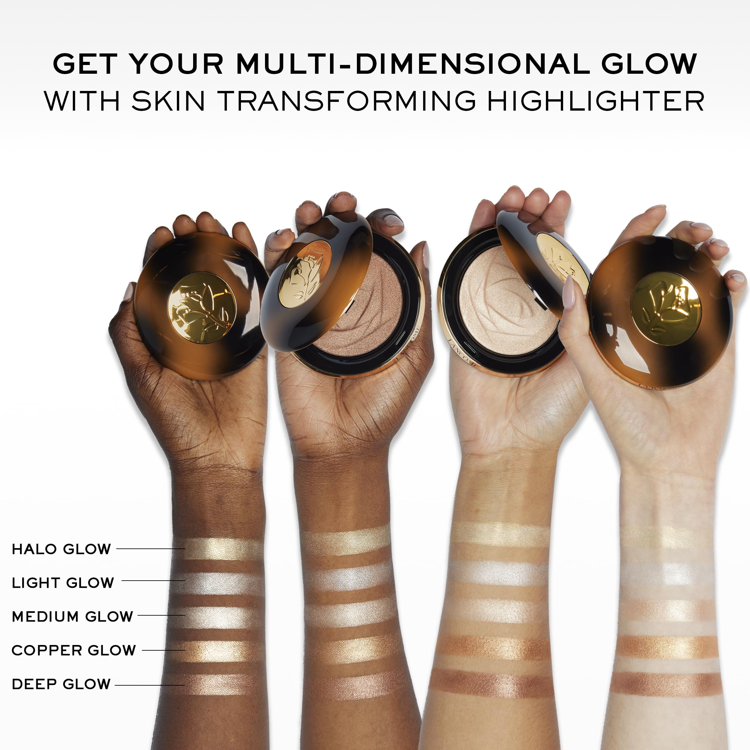 Lancôme Teint Idole CE Highlighter on cheekbone highlights contour with a soft glow.