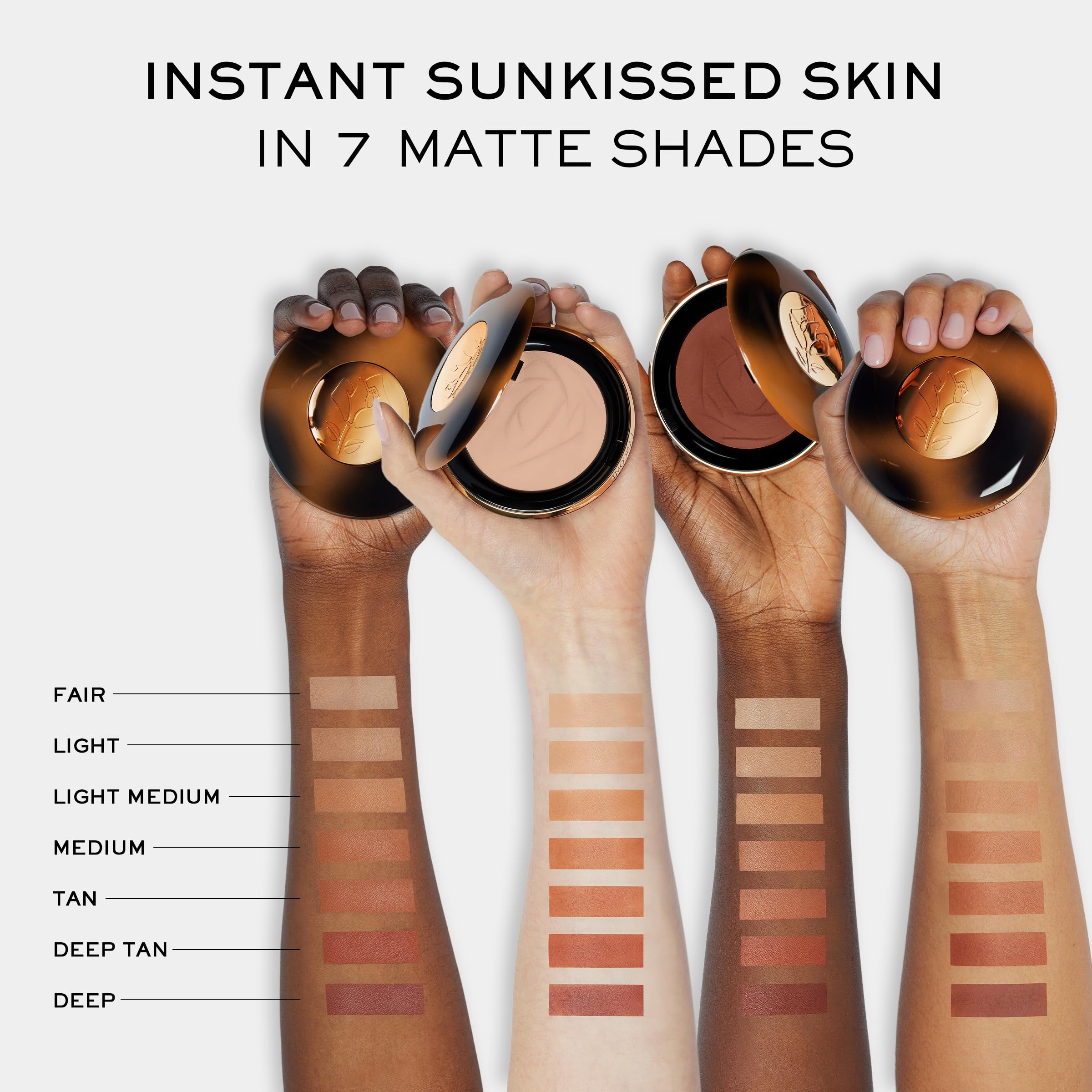 Lancôme bronzer applied with brush demonstrates seamless blend for a weightless glow