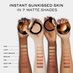 Lancôme bronzer applied with brush demonstrates seamless blend for a weightless glow