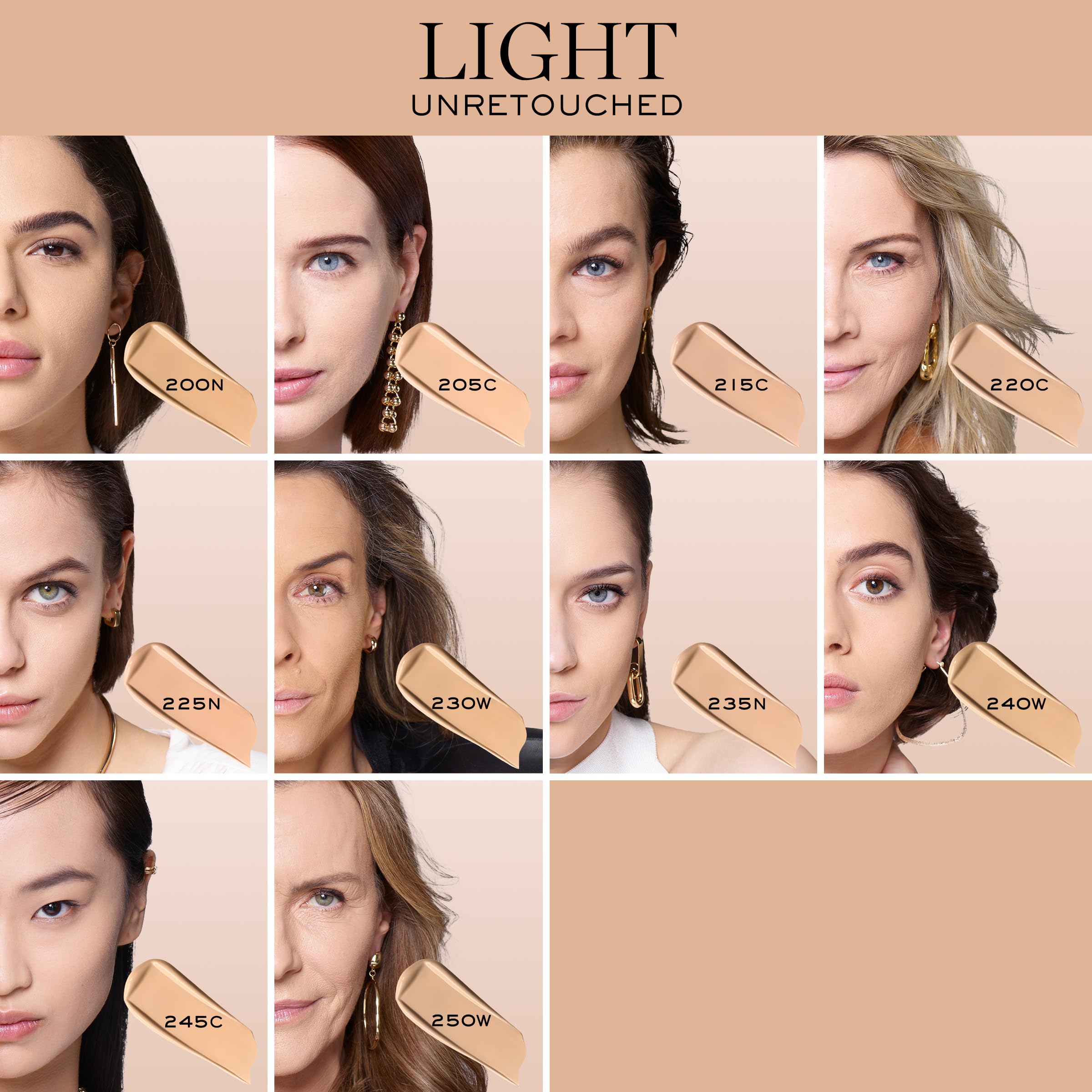 Shade 200N swatch on light skin for undertone reference.