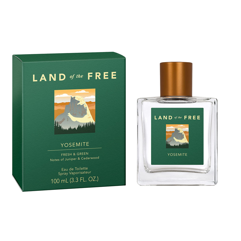 Land of the Free Yosmite bottle showcases portable 3.3 oz size for on-the-go use.