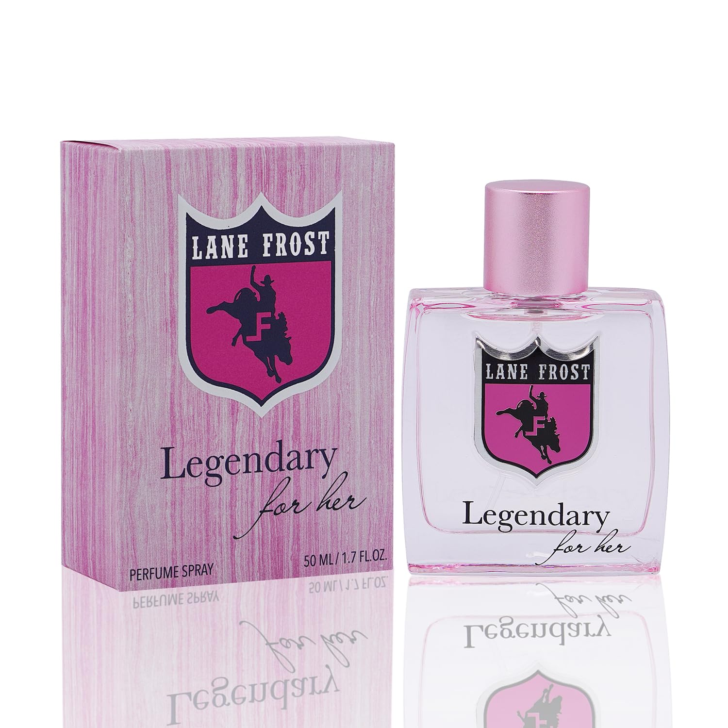Lane Frost Legendary For Her bottle front view showing western elegance and balance