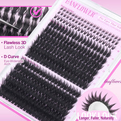 Lanflower 12-20mm lash clusters offering customizable length range.
