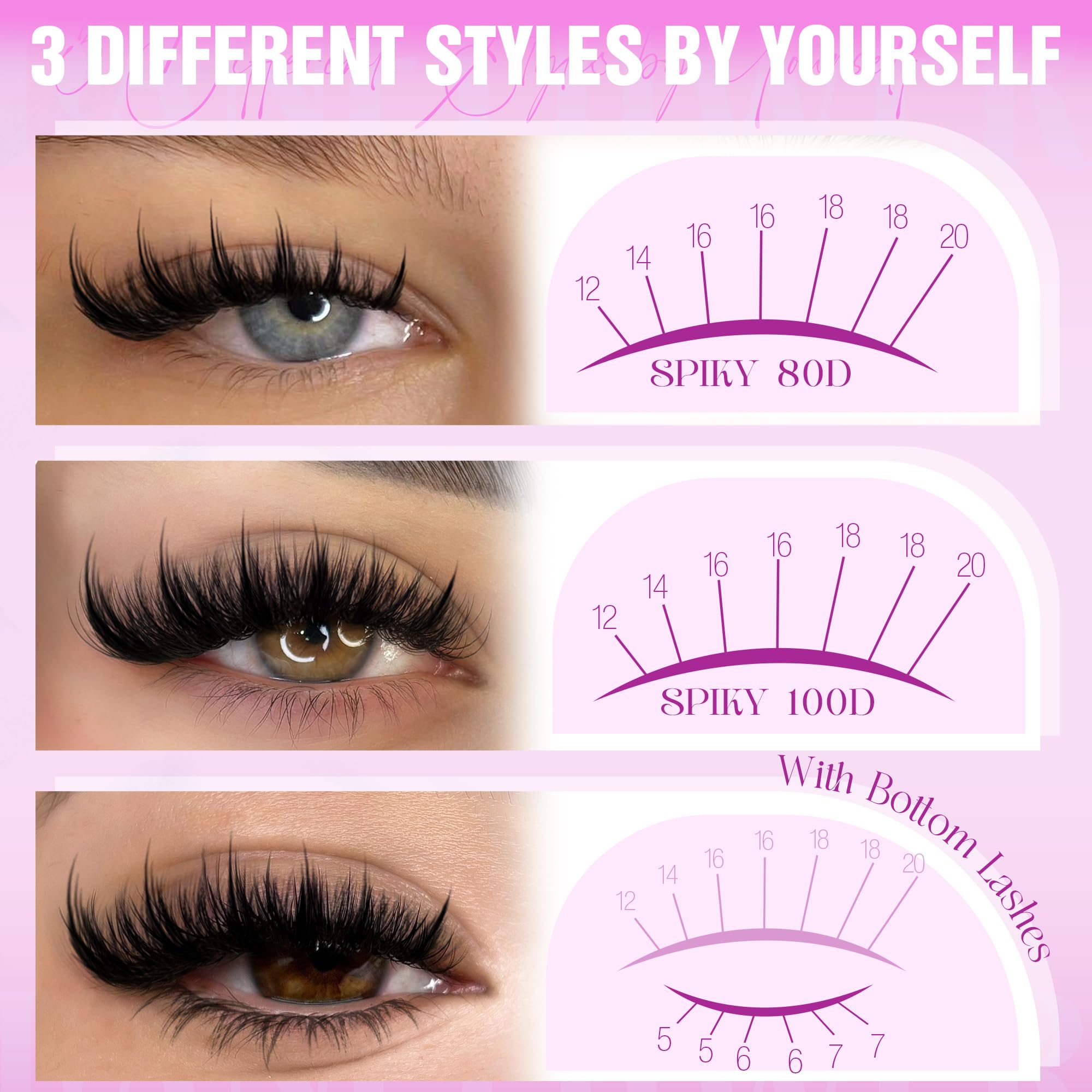 Lanflower D-Curve cluster lashes enhance eye opening for a striking anime look