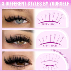 Lanflower D-Curve cluster lashes enhance eye opening for a striking anime look