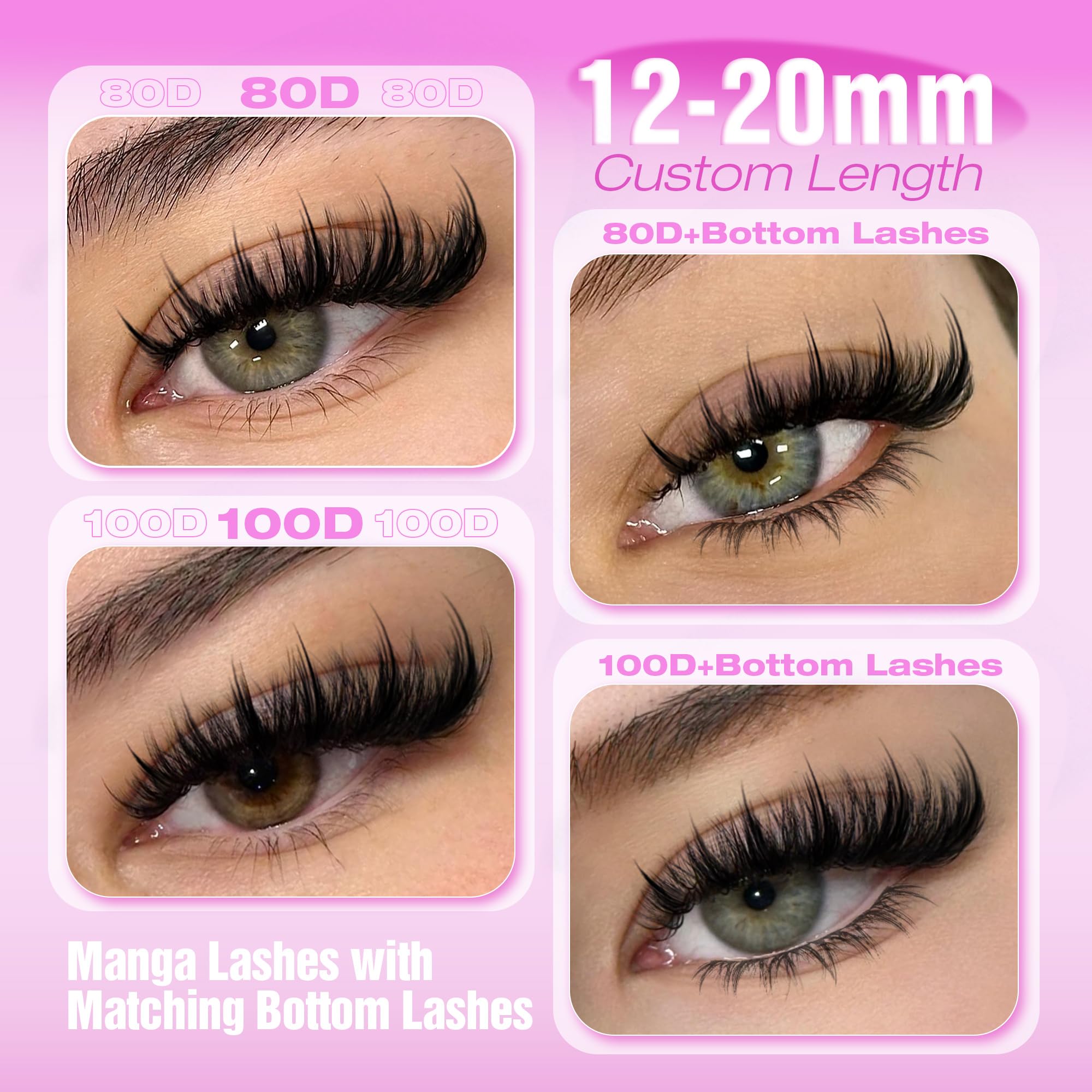 Close-up of Lanflower D-Curve lashes highlighting the curve shape.