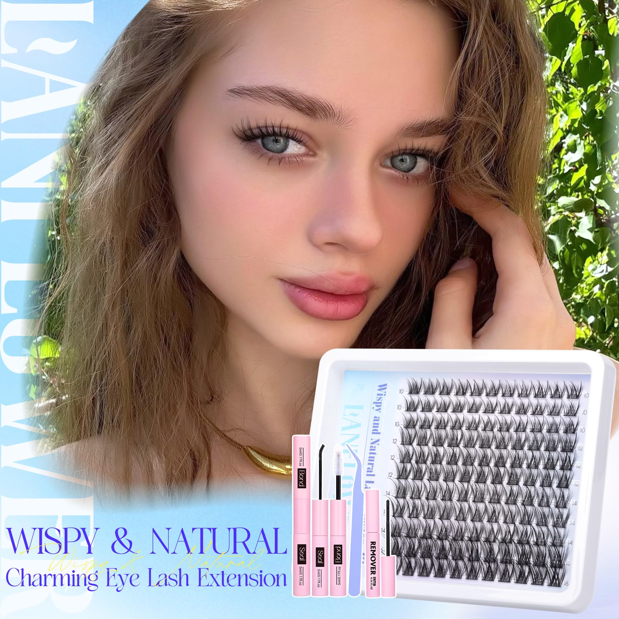Lanflower DIY lash style variations shown for different looks.