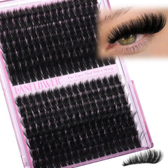 Lanflower fluffy lash clusters with spikes closeup show lightweight, manga-inspired volume for everyday lashes.