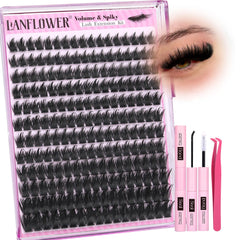 LANFLOWER lash clusters kit spikes showcases dramatic manga-style volume for bold lashes.