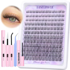 LANFLOWER natural lash clusters 10-16mm in C-curve for easy at-home lash styling.